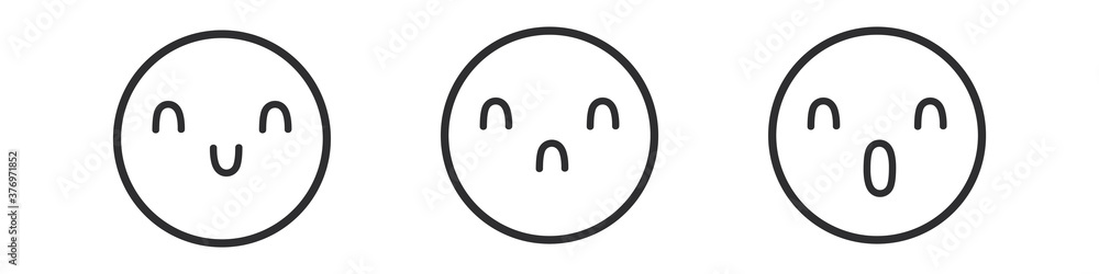 Smiley icons set with different emotions isolated on white background. Emoji face. Vector illustration
Smiley icons set with different emotions isolated on white background. Emoji face. Vector illustration