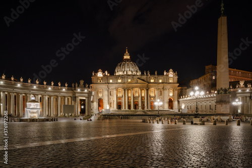 St. Peter's Cathedral at night in Rome