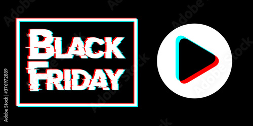 Black Friday. Sale lettering template design. Black Friday banner. Black Friday crash text. Anaglyph 3D effect. Technological retro background. Special offer. Vector illustration EPS10