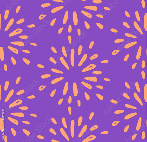 Hand drawn floral pattern with leaves Vector on solid background.