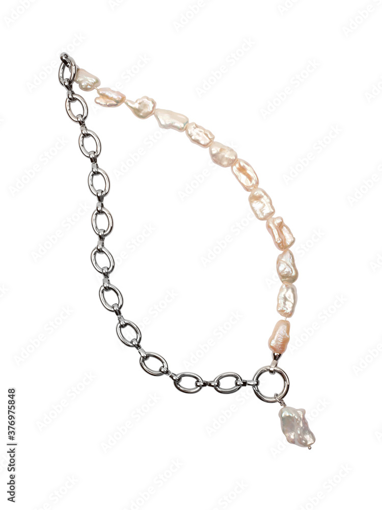 Baroque pearl chain necklace with pearl pendan Baroque pearl chain necklace with pearl pendan