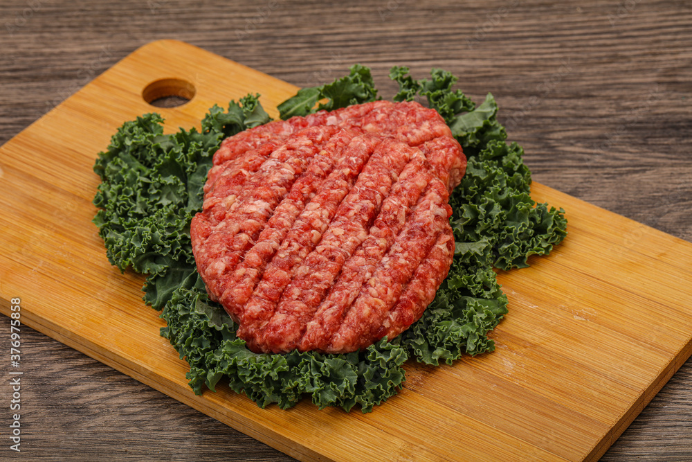 Raw beef burger cutlet for cooking Raw beef burger cutlet for cooking