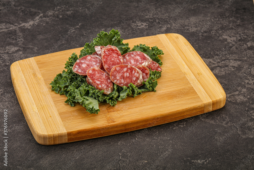 Iberian pork Fuet sausage slices Iberian pork Fuet sausage slices