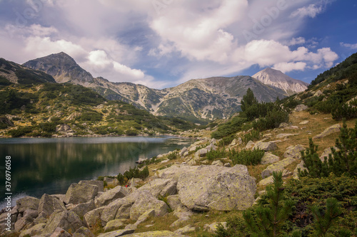 Fototapeta Naklejka Na Ścianę i Meble -  Panoramic view of mountain lake in Pirin mountains, Bulgaria.