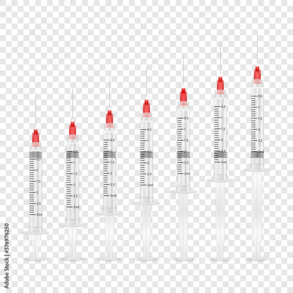 Vector 3d Realistic Blank Empty Syringe Icon Set Closeup Isolated on Transparent Backgound. Medical concept, Design Template, Mockup, Vaccine and Vaccination Vector 3d Realistic Blank Empty Syringe Icon Set Closeup Isolated on Transparent Backgound. Medical concept, Design Template, Mockup, Vaccine and Vaccination