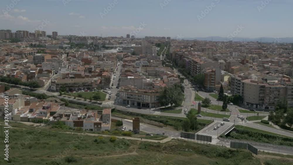Aerial Terrassa city water deposit drone gimbal stability traveling architecture Aerial Terrassa city water deposit drone gimbal stability traveling architecture