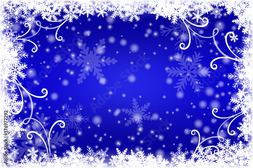Winter blue background with snowflakes. Vector illustration.