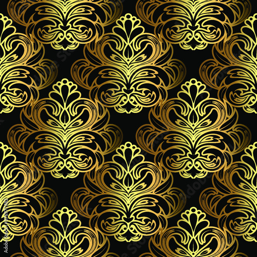 Golden 3d decorative pattern on black background