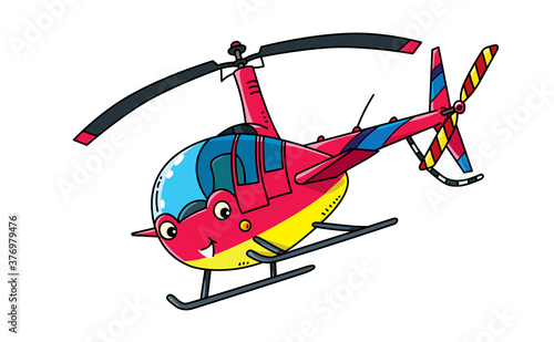 Funny small helicopter with eyes. Kids illustration