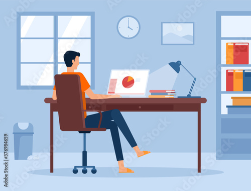 flat vector work from home workplace concept and business smart working online connect anywhere concept
