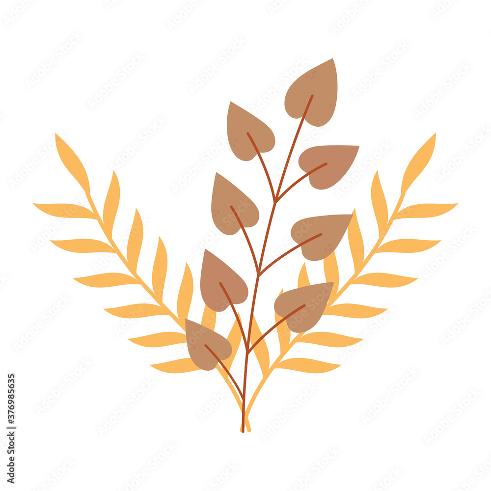Fototapeta premium autumn branches foliage leaves isolated icon style