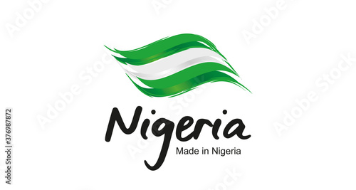 Made in Nigeria handwritten flag ribbon typography lettering logo label banner photo