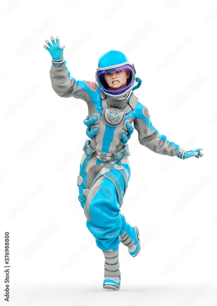 american astronaut is running desperate in a space outfit american astronaut is running desperate in a space outfit