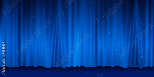 Curtain with scene. Smooth light effect for perfect backdrop.