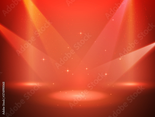 Beauty red background witn 6 spotlights on the scene.