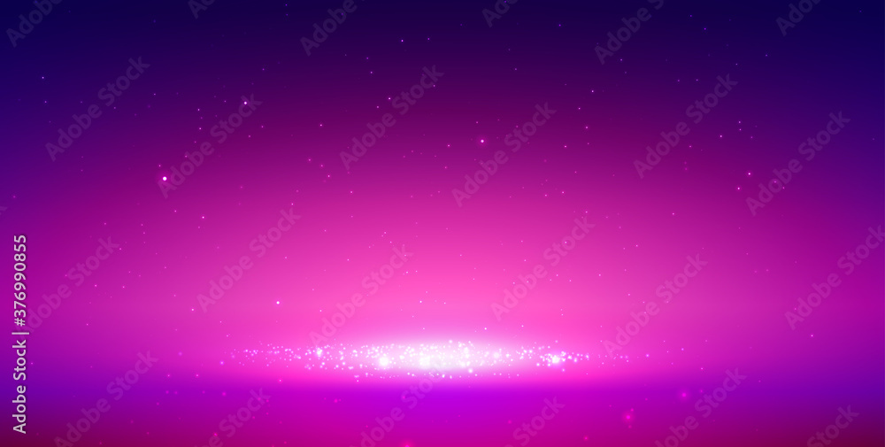 Magic stage background with smoke and stars.