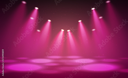Beauty magenta background witn spotlights on the scene.