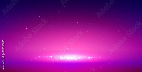 Magic stage background with smoke and stars.