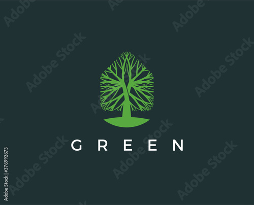 minimal tree logo template - vector illustration