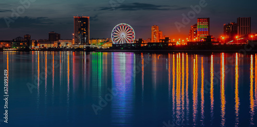 Billede på lærred The Kazan Skyline and it's reflection