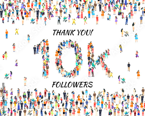 Thank you followers peoples, 10k online social group, happy banner celebrate, Vector
