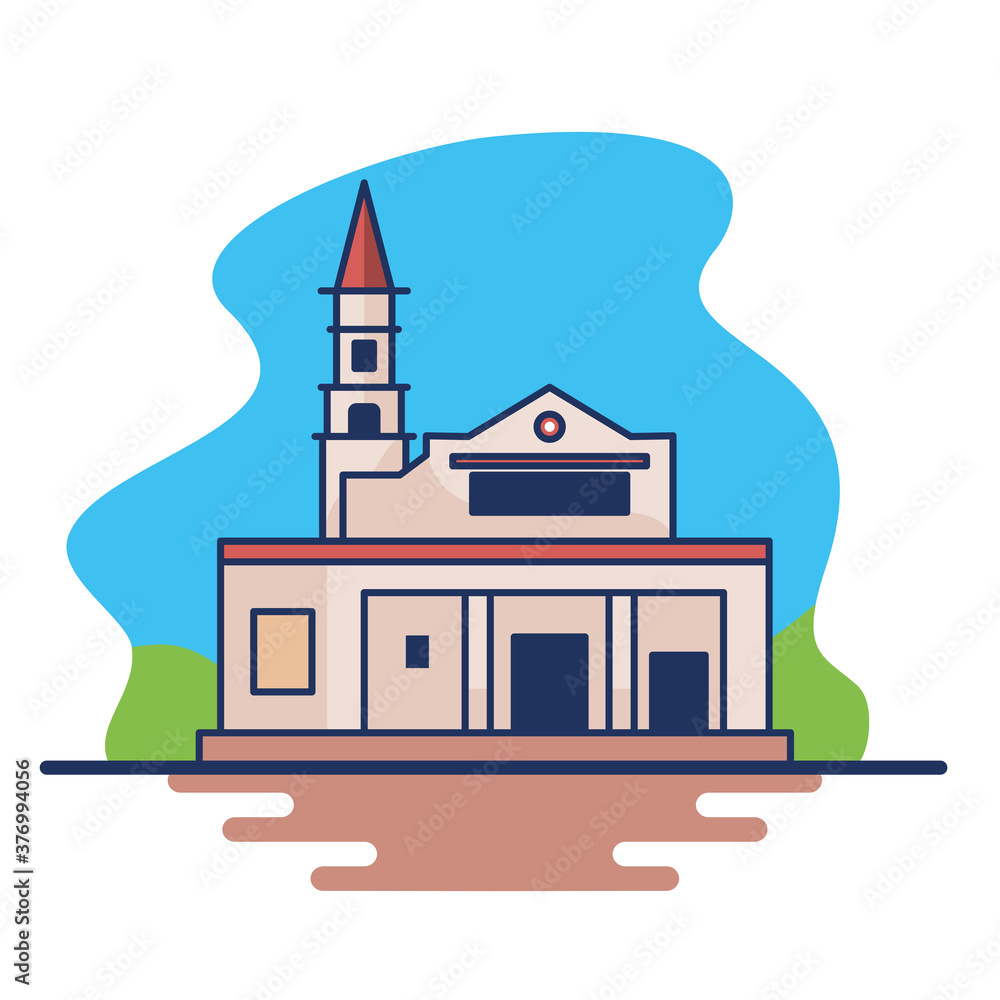 isolated monserrate colombia travel sites icon -Vector