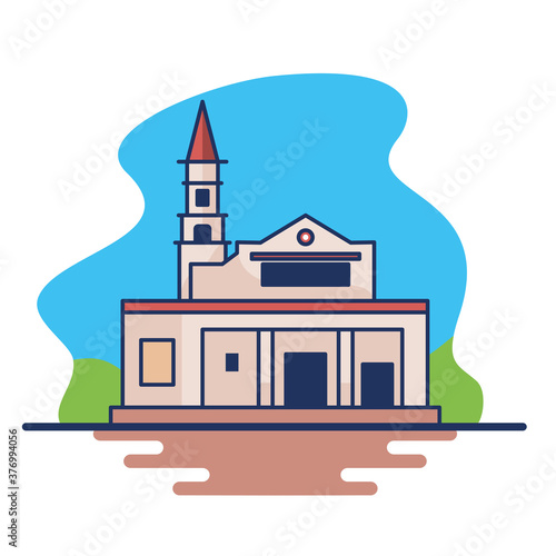 isolated monserrate colombia travel sites icon -Vector