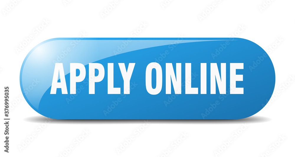 apply online button. sticker. banner. rounded glass sign apply online button. sticker. banner. rounded glass sign