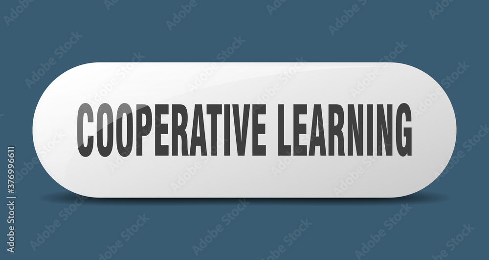 cooperative learning button. sticker. banner. rounded glass sign