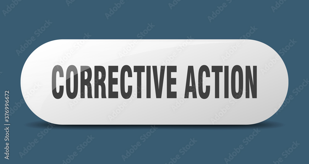 corrective action button. sticker. banner. rounded glass sign corrective action button. sticker. banner. rounded glass sign