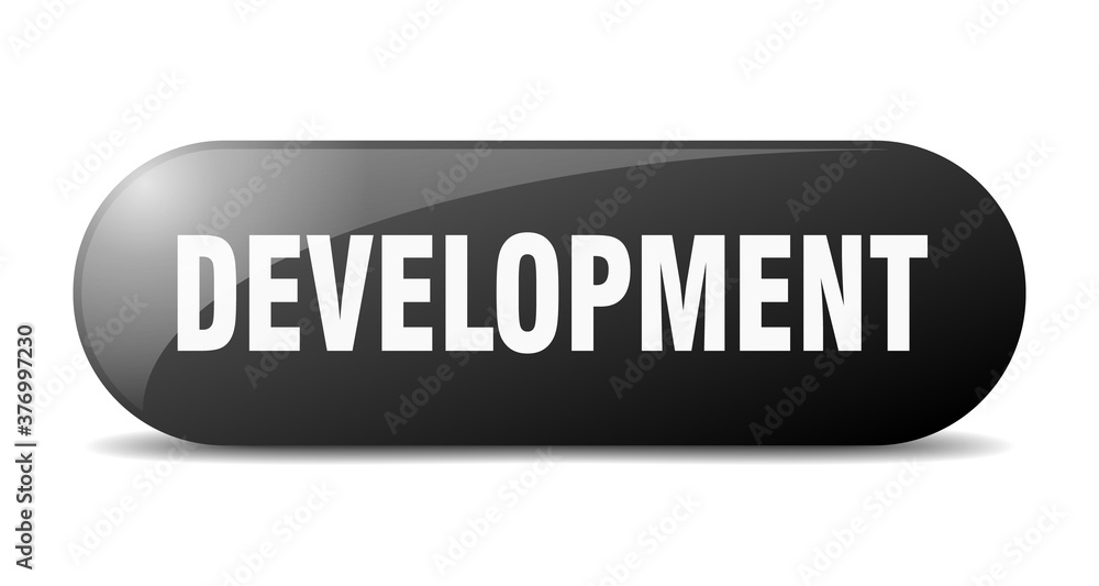 development button. sticker. banner. rounded glass sign development button. sticker. banner. rounded glass sign