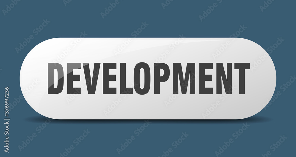development button. sticker. banner. rounded glass sign development button. sticker. banner. rounded glass sign