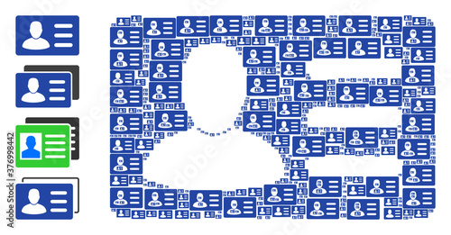 Vector user account card composition is made from random recursive user account card elements. Recursive composition of user account card. Some other icons are present in this vector.