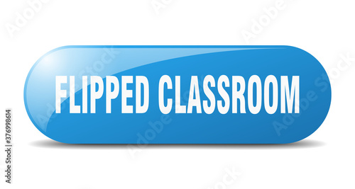 flipped classroom button. sticker. banner. rounded glass sign