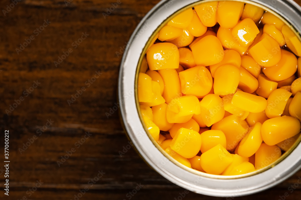 Top view of fresh raw corn in can. Top view of fresh raw corn in can.