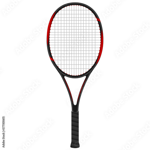 Tennis racket in red and black design, 3d vector illustration  © emilio100