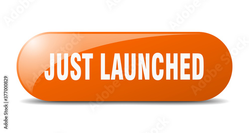 just launched button. sticker. banner. rounded glass sign