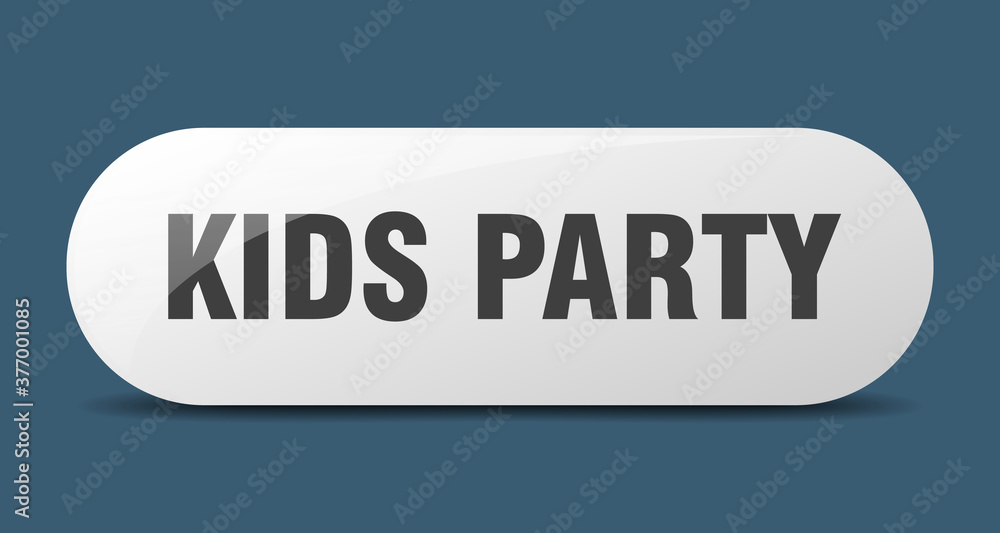 kids party button. sticker. banner. rounded glass sign kids party button. sticker. banner. rounded glass sign