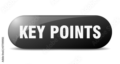 key points button. sticker. banner. rounded glass sign