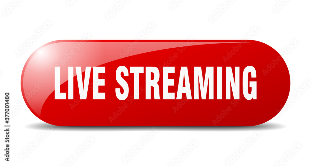 live streaming button. sticker. banner. rounded glass sign live streaming button. sticker. banner. rounded glass sign