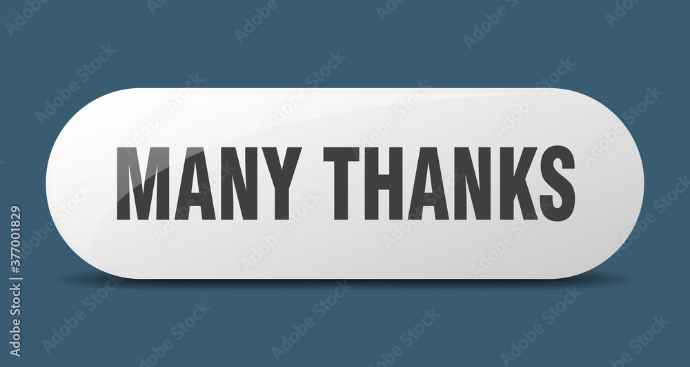 many thanks button. sticker. banner. rounded glass sign