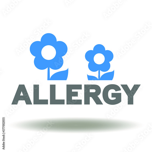 Allergy word with flowers icon vector. Seasonal Allergies Logo. Symptoms and treatment sign.