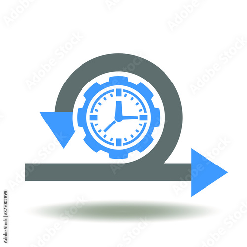 Agile Development Methodology Conceptual Logo. Cycle Scrum Arrows Gear Clock Icon Vector. Agility Business Life Cycle Symbol. Flexible developing process Illustration.