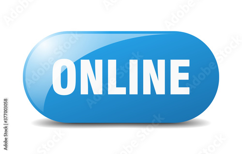 online button. sticker. banner. rounded glass sign
