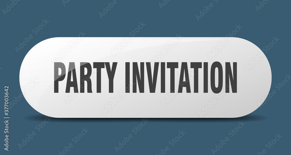 party invitation button. sticker. banner. rounded glass sign