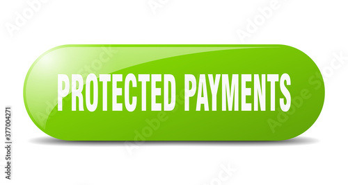 protected payments button. sticker. banner. rounded glass sign