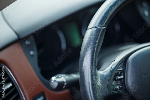 Modern SUV interior with leather panel, multimedia and dashboard © Дмитрий Ткачук