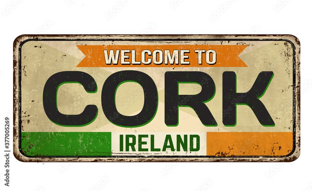 Welcome to Cork vintage rusty metal sign