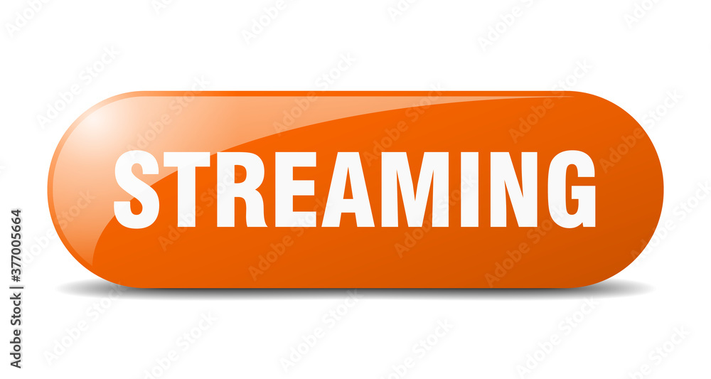 streaming button. sticker. banner. rounded glass sign streaming button. sticker. banner. rounded glass sign