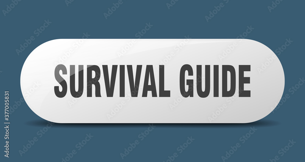 survival guide button. sticker. banner. rounded glass sign